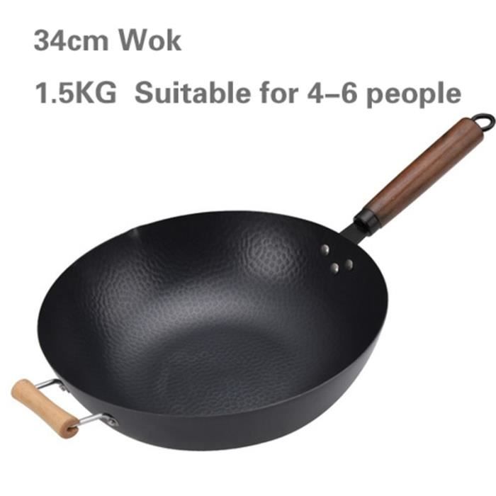 Poêle à frire / wok plat en acier forgé, diamètres 24 à 34 cm