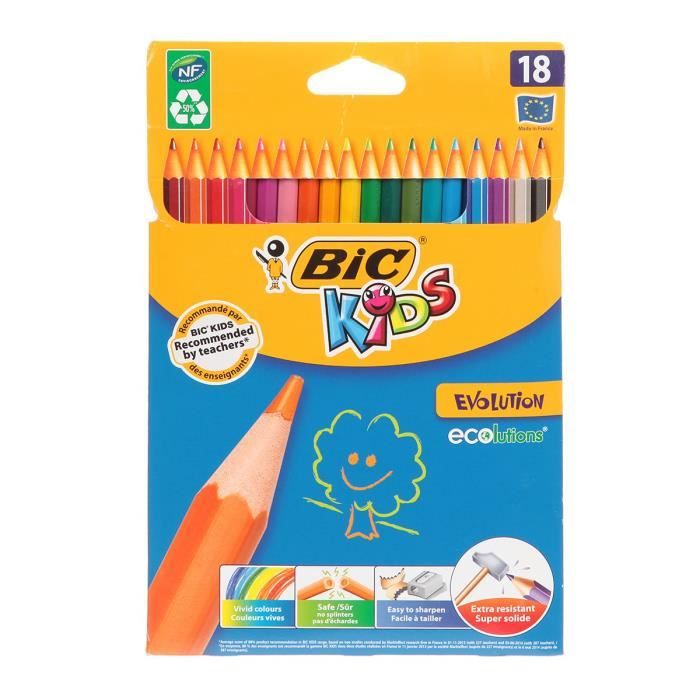 BIC Etui 18 Crayons de couleurs Evolution