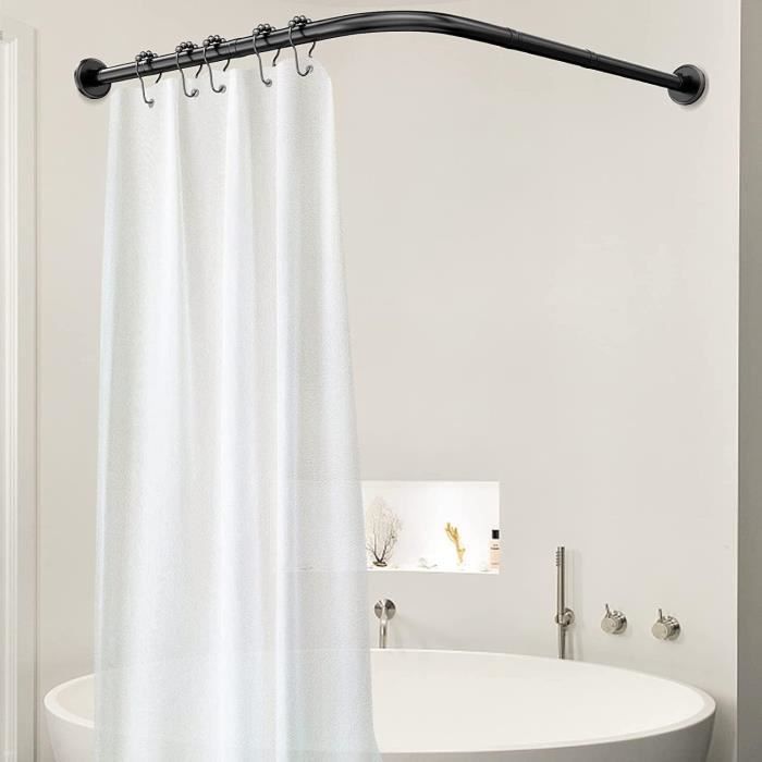 Tringle Rideau Extensible Sans Percage 72-160 Cm - Barre Douche Télescopique Réglable Noir