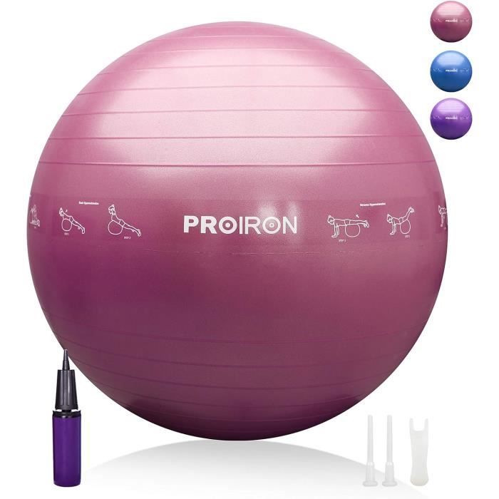 Set Balles Fitness 65 Cm + Ballon Pilates 22 Cm – Avec Pompe – Pour Yoga, Gym, Grossesse, Rééducation (charge 150 Kg)