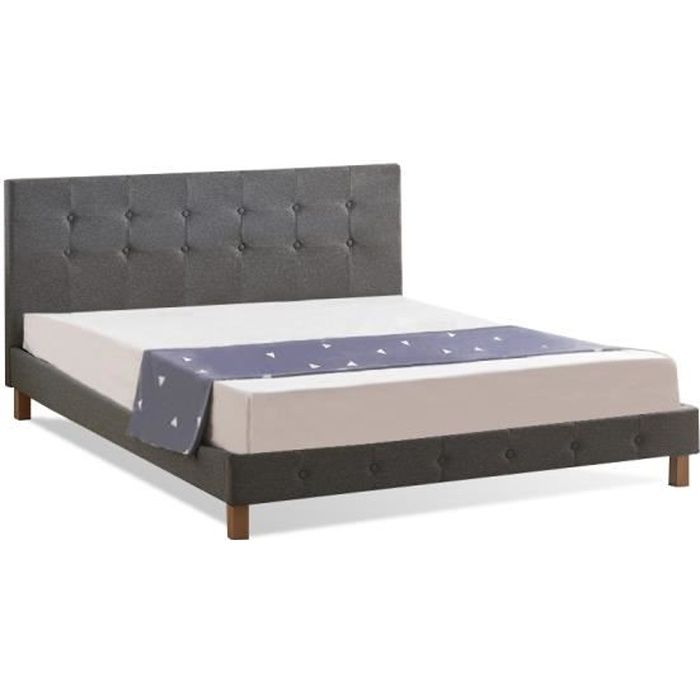 Lit scandinave gris avec sommier 180x200 cm - Alcove - DESIGNETSAMAISON Lit scandinave gris avec sommier 180x200 cm - Alcove - DESIGNETSAMAISON