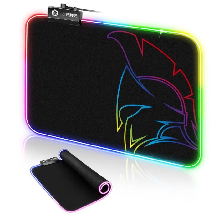 AILRINNI RGB Tapis de Souris Gaming - Grand Tapis de Souris XXL 800x300mm,  14 Modes LED Lumineuse Tapis de Souris, Surface Antidérapante pour Gamer