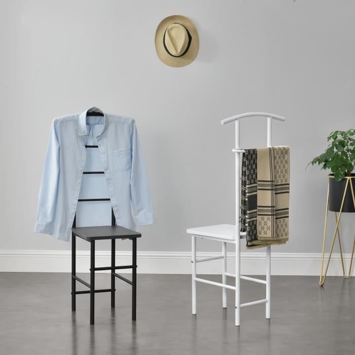 Valet de Chambre Anaheim Métal MDF Noir Gris Foncé