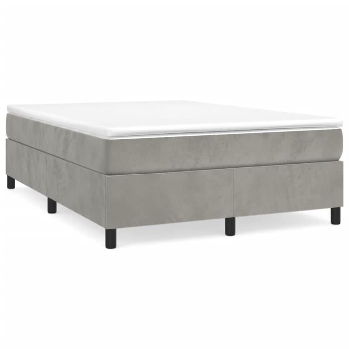 Sommier à ressorts - ESTINK - CQ003 - Velours gris clair - 140x190 cm - 2 places