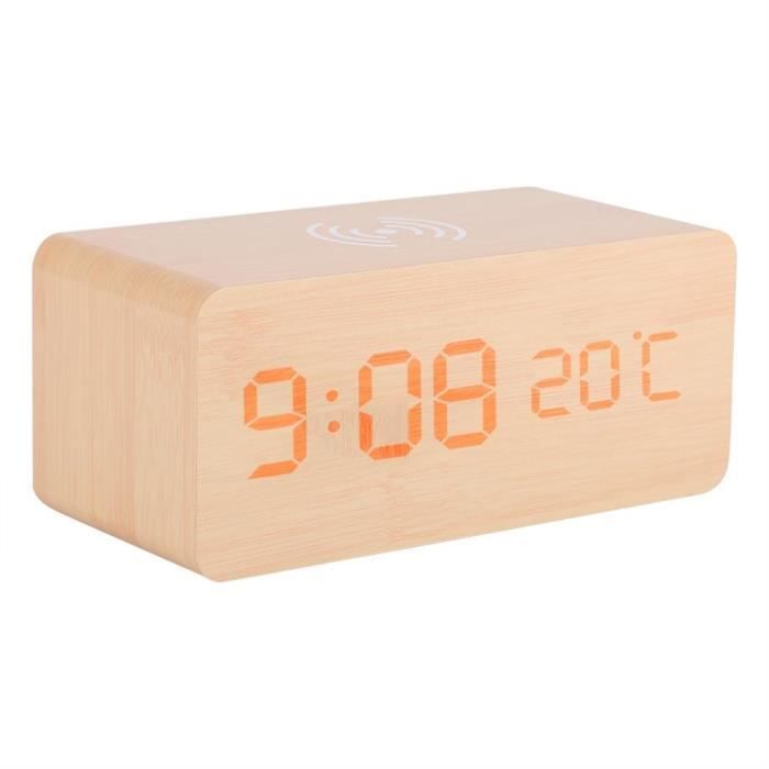 Horloge LED En Bois Avec Commande Vocale Noctiluce... - Grandado