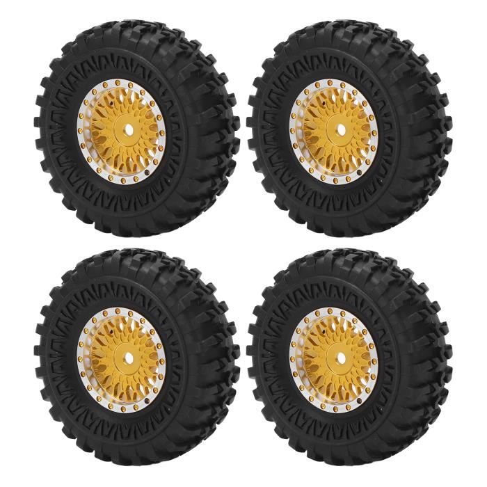 Lot De 4 Pneus RC 75 Mm Avec Jantes - Pour Voiture 1/10, 1/14, 1/16 - Caoutchouc, Insert Mousse