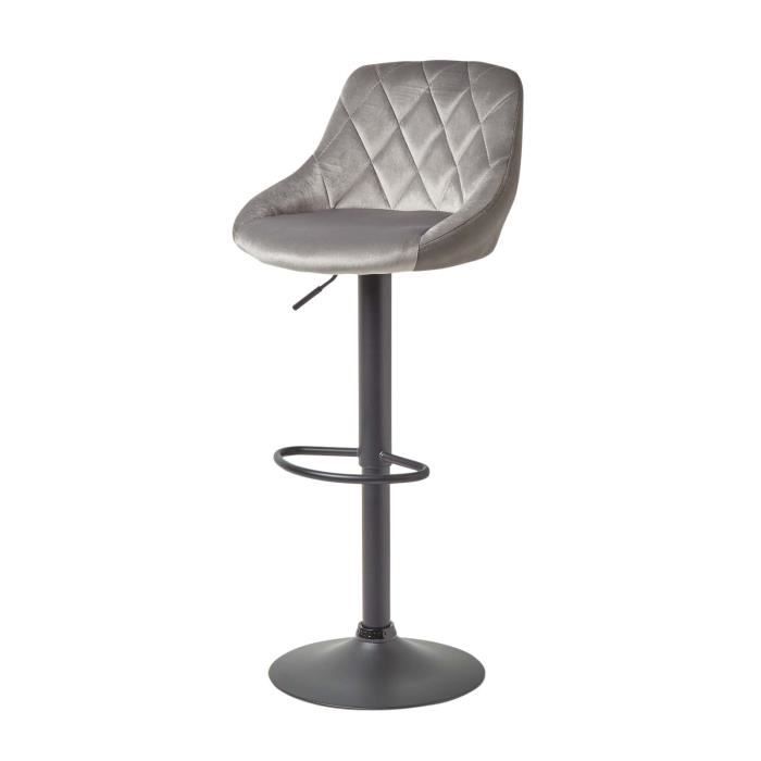 Henley Tabouret De Bar Réglable En Velours Gris