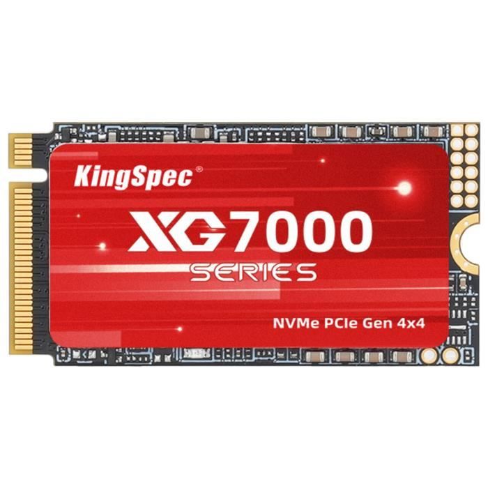 Disque SSD Interne - KingSpec - XG 7000 Series - 512 Go - M.2 M Key 2242 PCIe Gen4 x 4 NVME 1.4, Jusqu'a 7000 Mo-s en Lecture