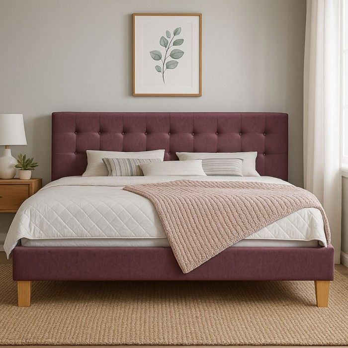 Solide et Confortable Lit avec Sommier Tte de Lit Capitonnee Couleur rouge160x200 Solide et Confortable Lit avec Sommier Tte de Lit Capitonnee Couleur rouge160x200