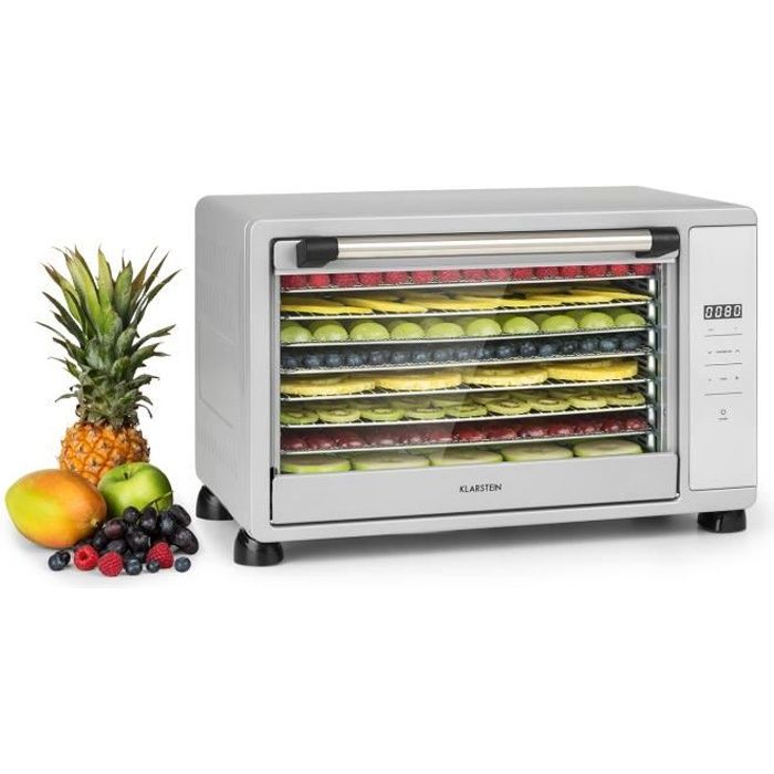 Déshydrateur alimentaire - Klarstein Mega Jerky - 650W - 8 plateaux chromées - Température réglable 35-80 C° - Argent
