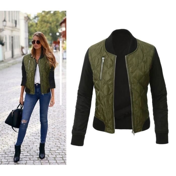 Blouson Femme Chic Zipper Automne Vert Marque Modele Couleur Vert Genre Femme Vert Vert Cdiscount Pret a Porter