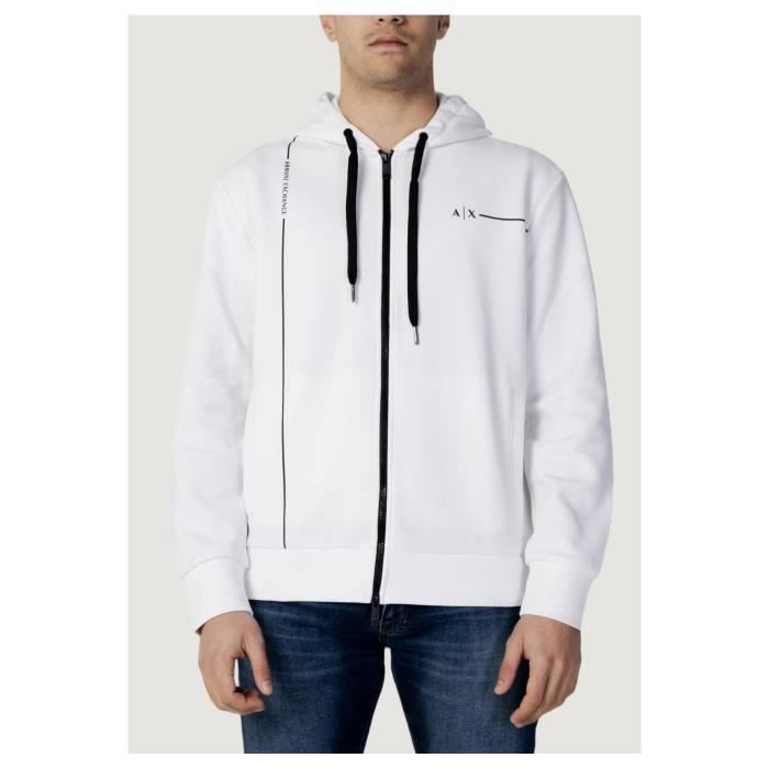 Sweat zippe capuche Armani Exchange Homme Blanc Manches longues