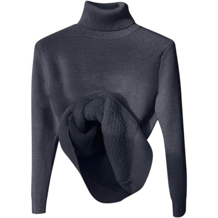 Pull Col Roulé Femme Pullover Manches Longues Pull Basique Casual Chaud  sous-vêtement Thermique（Noir）