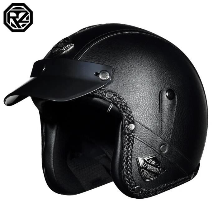 Casque Jet Vintage Casque Moto Rétro Demi-ouvert 3/4 - Style