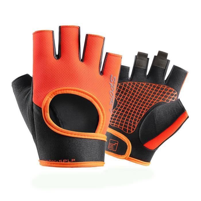 Gants Moto Demi-doigts Respirable été - Marque - Modèle - Orange - Mixte - Cycle - VTT