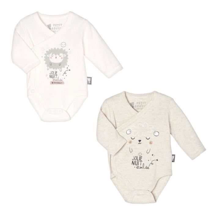 sans marque Lot de 2 Body Manches Longues Coton