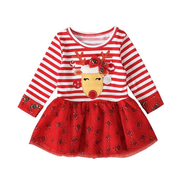 Robe De Noël Bébé Fille Mère Noël - Rouge, Manches Longues, Tutu Tulle + Bandeau - Tailles 3-6M à 2-3 Ans