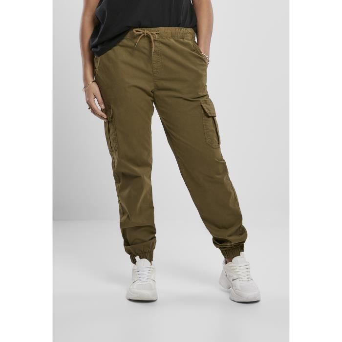 Pantalon femme URBAN CLASSICS Cargo Taille haute Vert