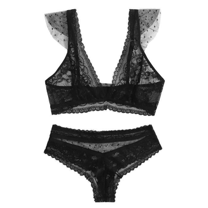 Nuisette Hollywood G-String dentelle noir polyester spandex sexy femme
