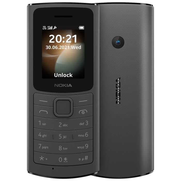 Nokia 110 4G Dual SIM Noir - Téléphone 4G Dual SIM - RAM 48 Mo - Ecran 1.8' 120 x 160 pixels - 128 Mo - 1020 mAh