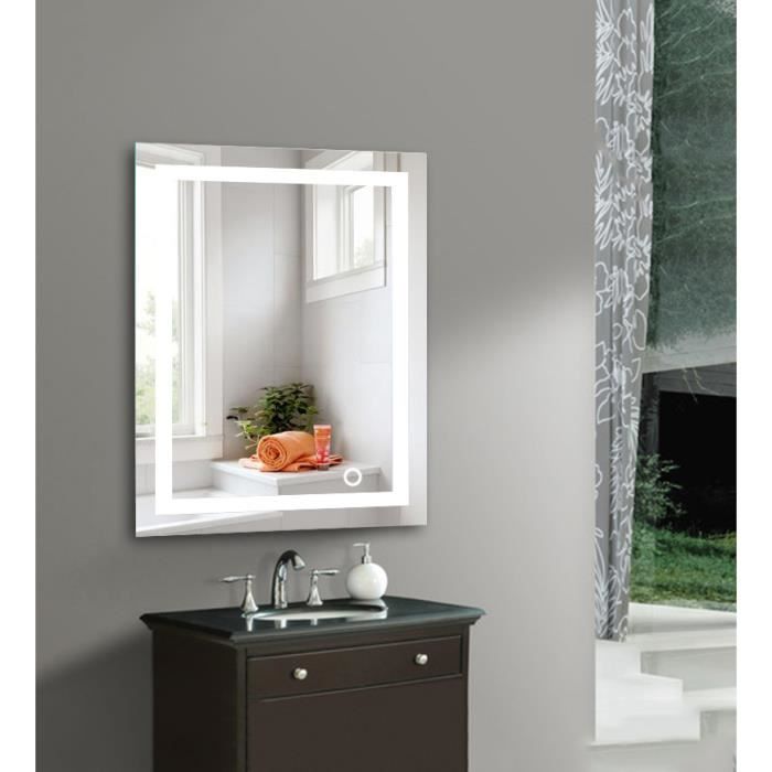 Miroir Mural 22W Miroir Lumineux à LED pour salle de bain 60*80 cm - Maison