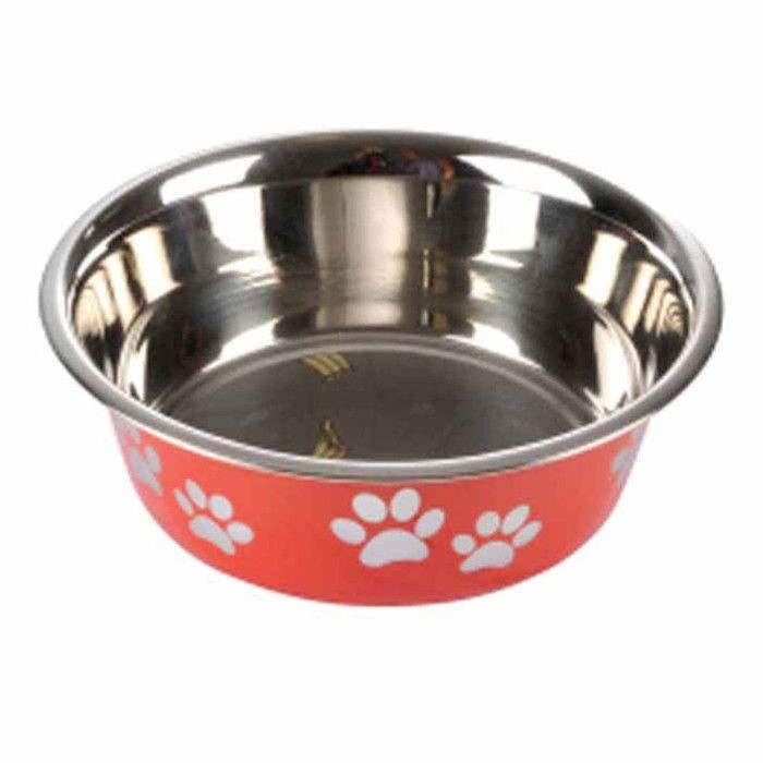 Comparer les prix de Gamelle pour Chien et Chat - PARIS PRIX - Motifs Pattes - 17 cm - Inox - Rouge