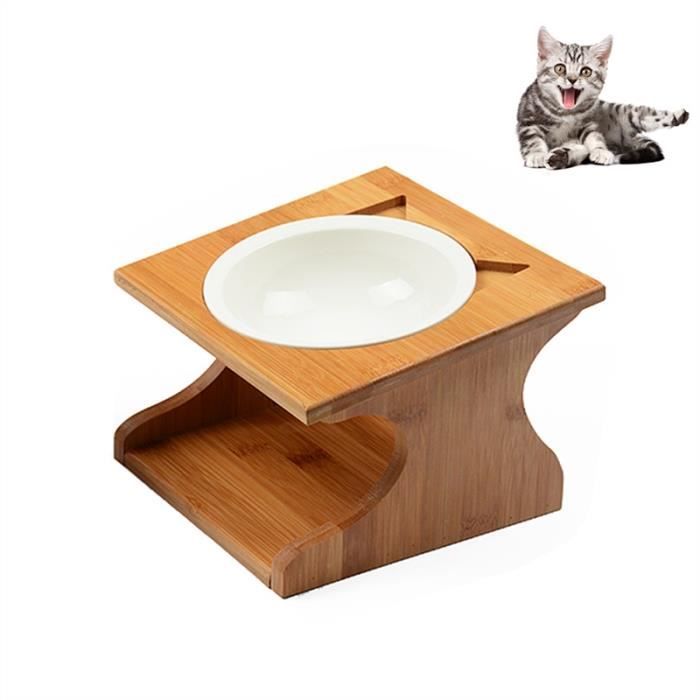 Petacc Ceramique Gamelle Ecologique Vaisselle Chien Pratique Feeder Chat Avec 1 Gamelle Et 1 Porte En Bois Cdiscount