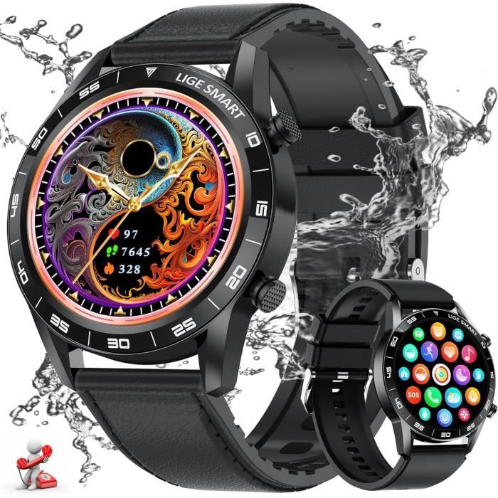 Montre Connectée Homme, 1.43" Écran Amoled Smart Watch Avec 24-7