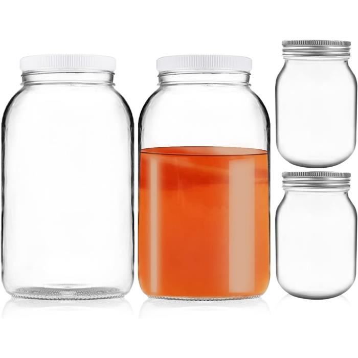 Lot De 8 Pots/bocaux En Verre Vintage - Transparent, Hauteur 8,5cm, Parfait état