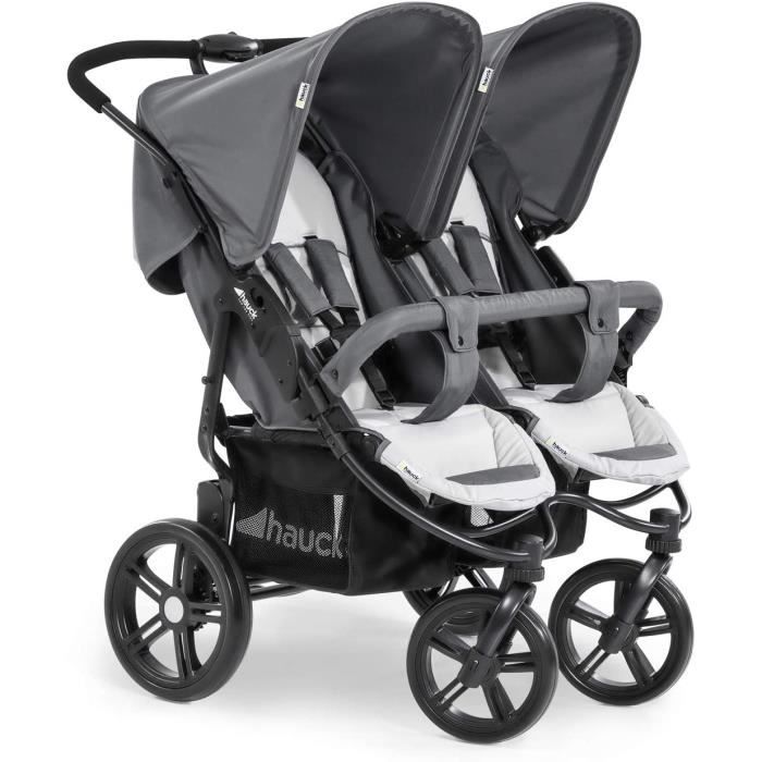 Hauck Poussette Double Roadster Duo SLX - Deux Enfants - Jumeaux - Jusqu'à 36 kg - Grandes Roues - Pliable D'Une Main - Grand Pa53