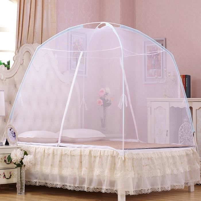 Moustiquaire Romantique à Baldaquin Sans Cadre – Dentelle, 4 Coins Carrés, Taille Queen (150x200 Cm) | Protection Insectes, Décoration Chambre - 7