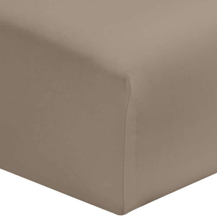 Drap housse biscuit 100% coton bonnet 40 cm 160x200 cm - Marron - Fabriqué en France - Terre de Nuit