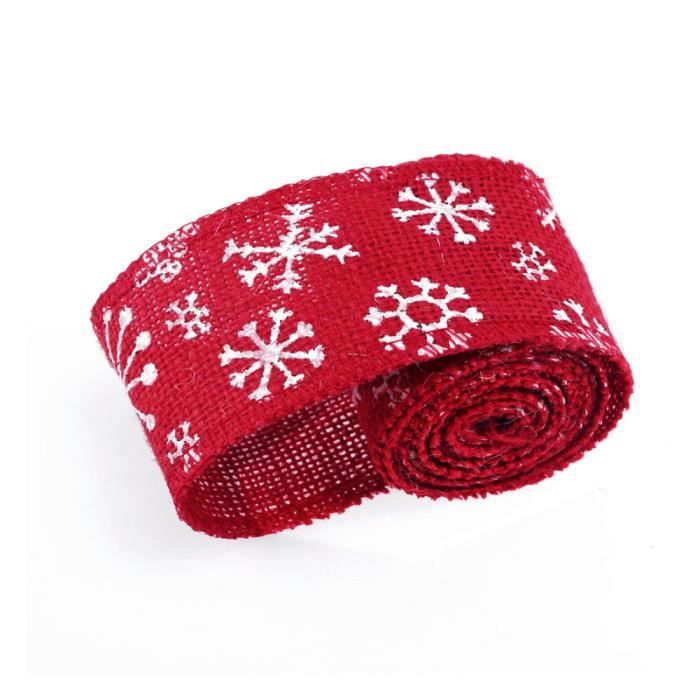 Lot De 3 Rubans De Jute Noël - Motifs Flocons, Sapins, Cerfs - 2 Mètres Chacun - Largeur 5-6 Cm - Pour Emballage Cadeau Et Déco
