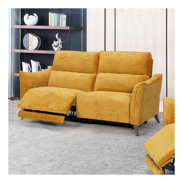 Canapé droit 3 places Jaune Tissu Design Confort