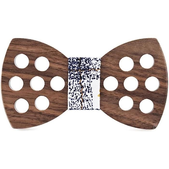 Noeud Papillon En Bois Pour Homme - Lot Complet Avec Boutons De Manchette Et Carré De Poche, Taille Ajustable, Idéal Pour Mariage, Noël Et Occasions Spéciales