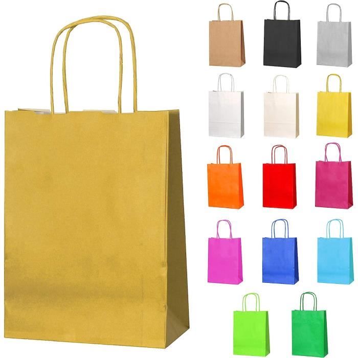 20Pcs Sac en Papier avec Poignée - 21 * 15 * 8cm, Rose Petit Sac