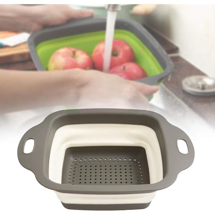 Passoire à Pâtes Pliable En Silicone – 28x21,5 Cm, Poignées, Pour égoutter Légumes, Fruits, Pâtes