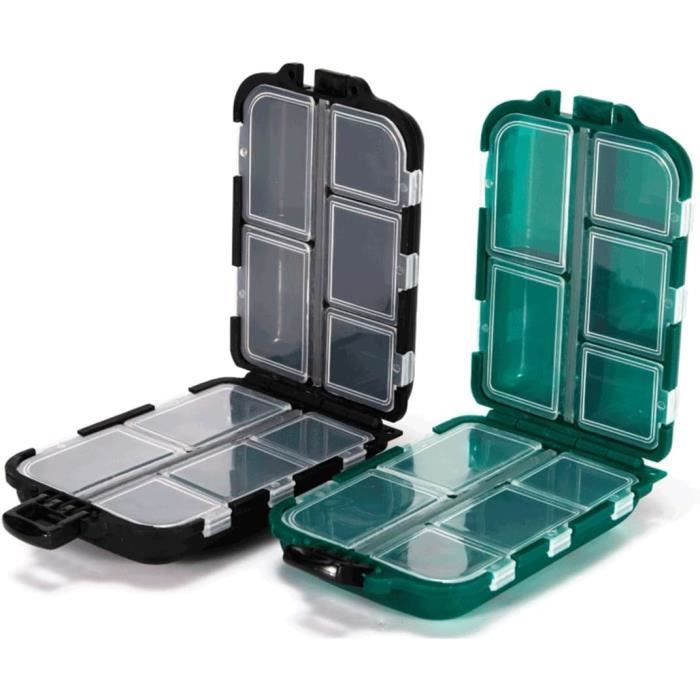 Zalati Lot De 2 Boîtes De Rangement Pêche – 10 Compartiments Chacune, Double Verrouillage, PVC Durable – Pour Hameçons, Leurres Et Émerillons