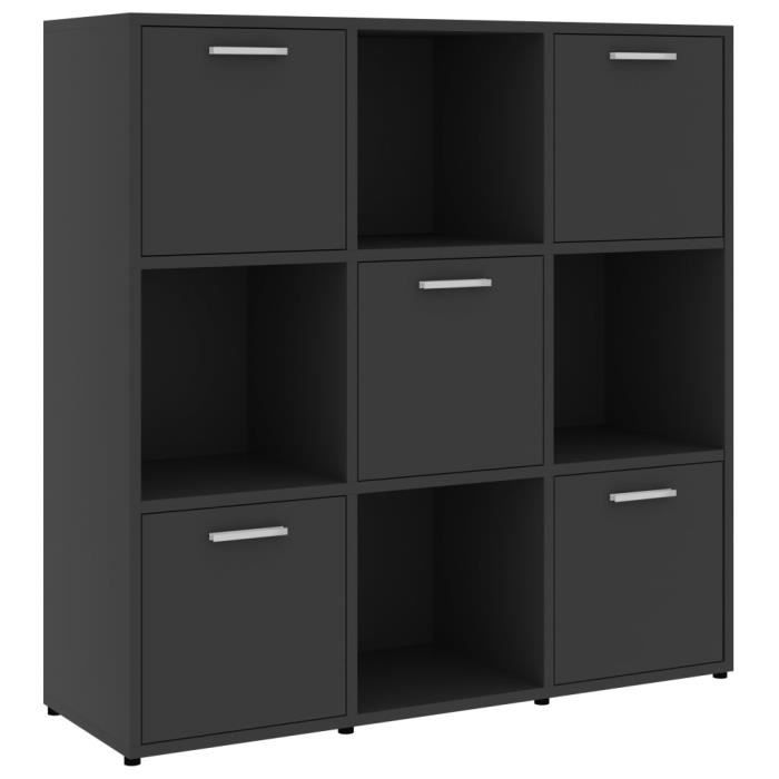 Caisson De Bureau Mobile 4 Compartiments - Meuble Rangement Aggloméré Noir 49x40x30 Cm - Relaxdays