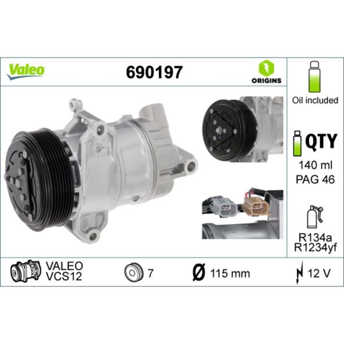 Compresseur climatisation Renault twingo III 09l - VALEO - 690197