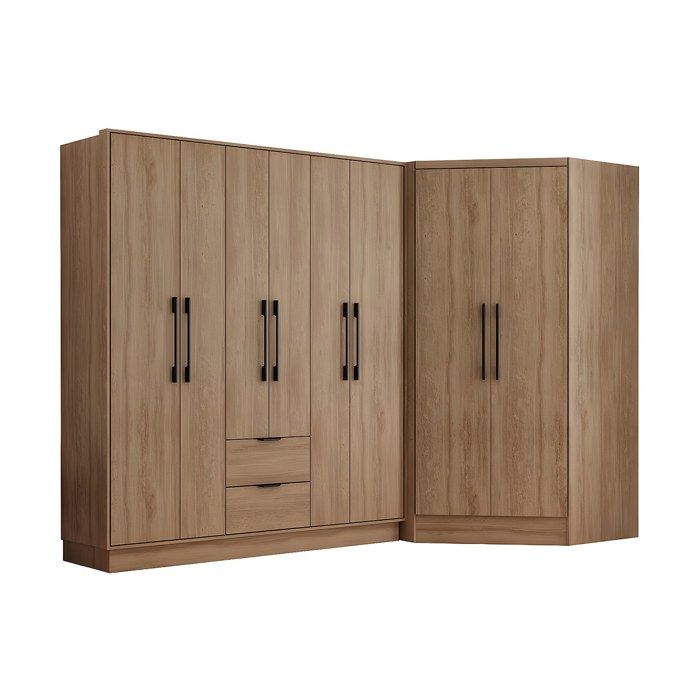 Armoire dangle 8 portes et 2 tiroirs - L263 cm - Coloris : Naturel - FEOVA