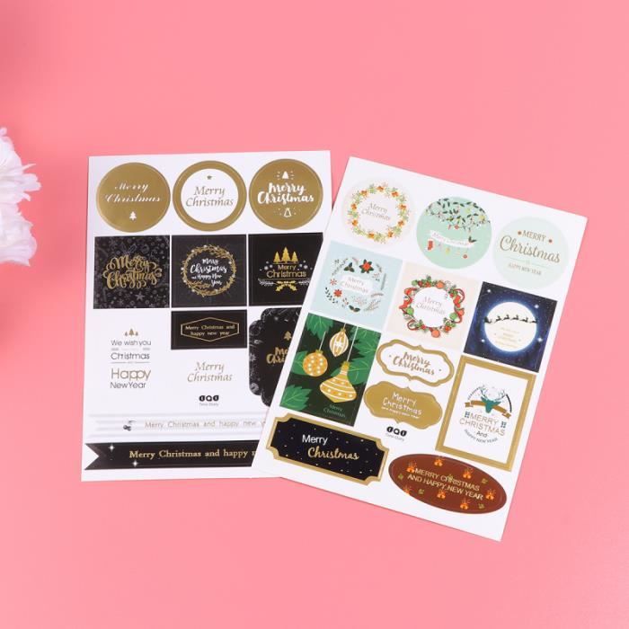Étiquettes Autocollantes Noël - 16 Feuilles, 192 Stickers - Motifs Sapin, Père Noël, Bonhomme De Neige... - Pour Cadeaux, Cartes