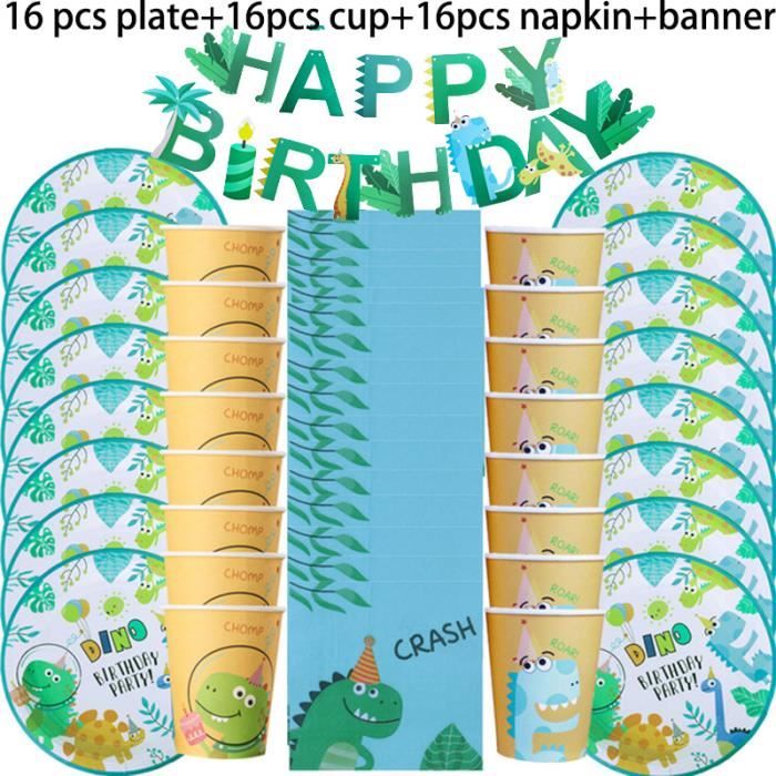 Fournitures De Décoration Anniversaires De Dinosaure, 42Pcs Vaisselle