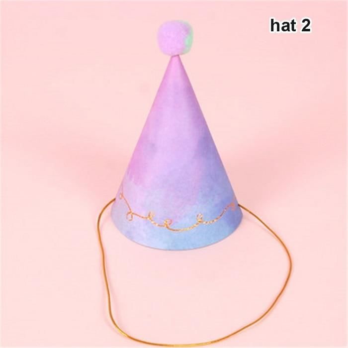 Hat 2 Casquettes D Anniversaire Pour Enfants Decor Arc En Ciel Pour Nouveau Ne Bricolage De Fete En Papier A Paillettes Voile D Cdiscount Maison