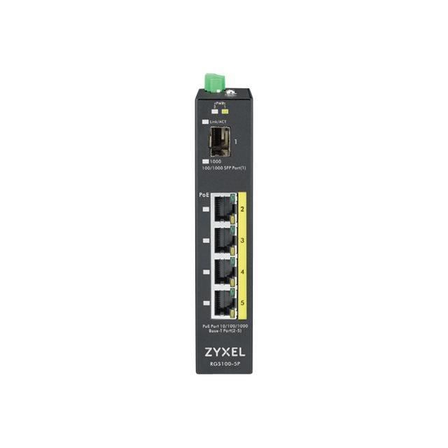 ZYXEL Commutateur Ethernet RGS100-5P 4 Ports - 2 Couche supportée - Modulaire - Fibre optique, paire torsadée - Fixation au mur