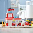 LEGO 10970 DUPLO La Caserne Et L’Hélicoptère des Pompiers, Jouet de Camion, Motricité, Grandes Briques, Cadeau Enfants Dès 2 Ans-1