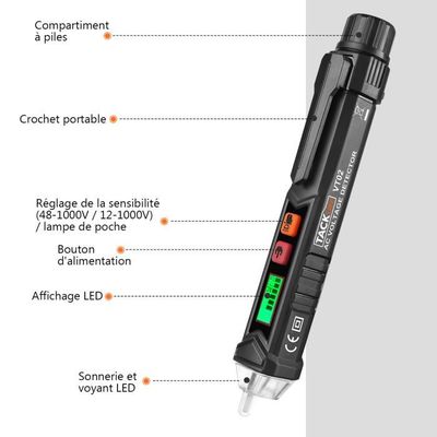 TACKLIFE VT02 Lassers & Levels – Testeur de tension CA/stylo testeur de  tension sans contact