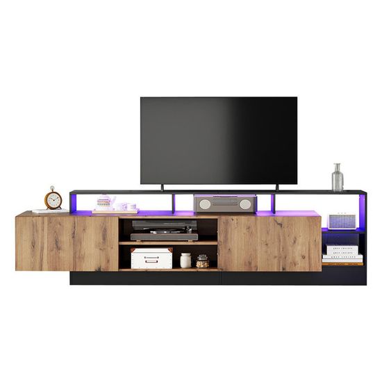 vidaXL Meuble TV avec Lumières LED Centre de Divertissement Rangement Meuble Média Meuble de Salon Salle