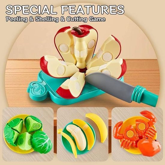Ensemble De 85 Pièces De Jeu De Nourriture Pour Enfants, Jouets De Découpe Avec 2 Paniers, Accessoires De Cuisine Pour Petits Chefs, Cadeau Éducatif Dès 3 Ans