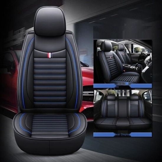 Housses De Siège Auto Cuir PU Noir/Gris – Compatible Peugeot 308, 208, 2008